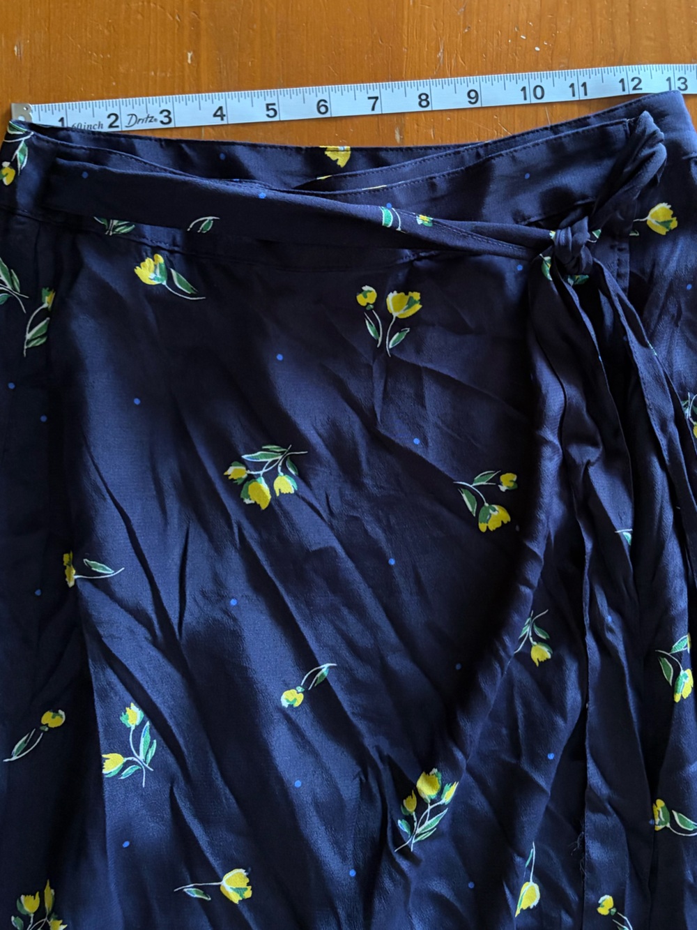GAP Navy Blue Floral Ruffle-Hem Wrap Midi Skirt - Picture 5 of 7